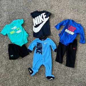 Bundle of baby boys Nike and Under Armour outfits size 6/9 months